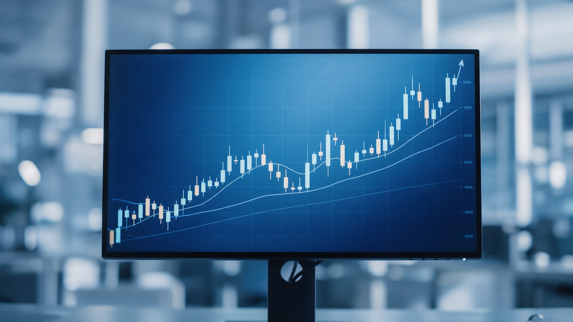A market chart on a screen
