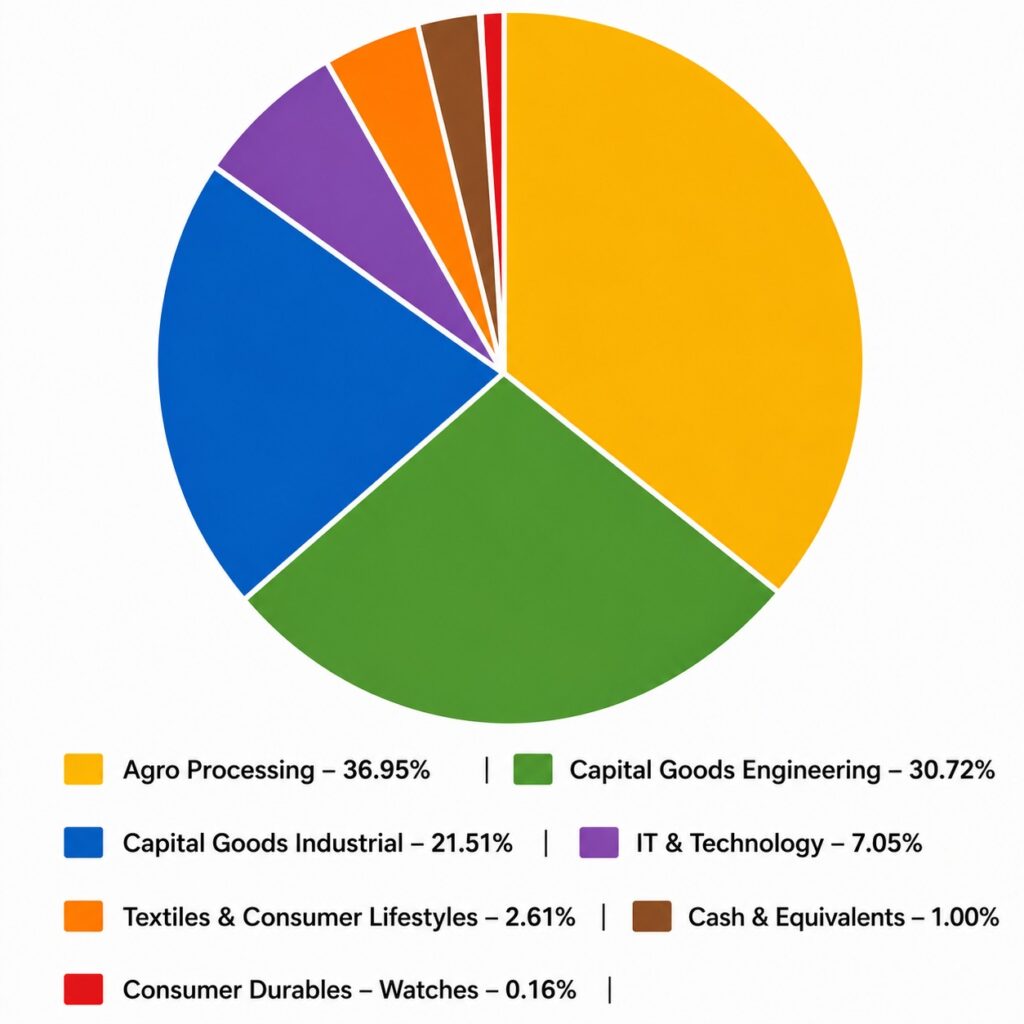 Pie chart showing sectoral weightage for High Growth Strategy portfolio